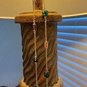 Talbots Women’s gold and gem (red, orange and green) necklace NWOT